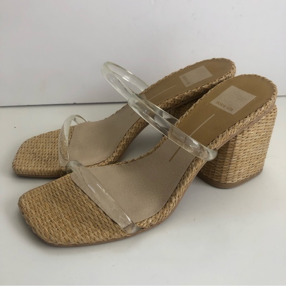 Dolce Vita Natie Clear strap jute block heels. - Picture 2 of 7